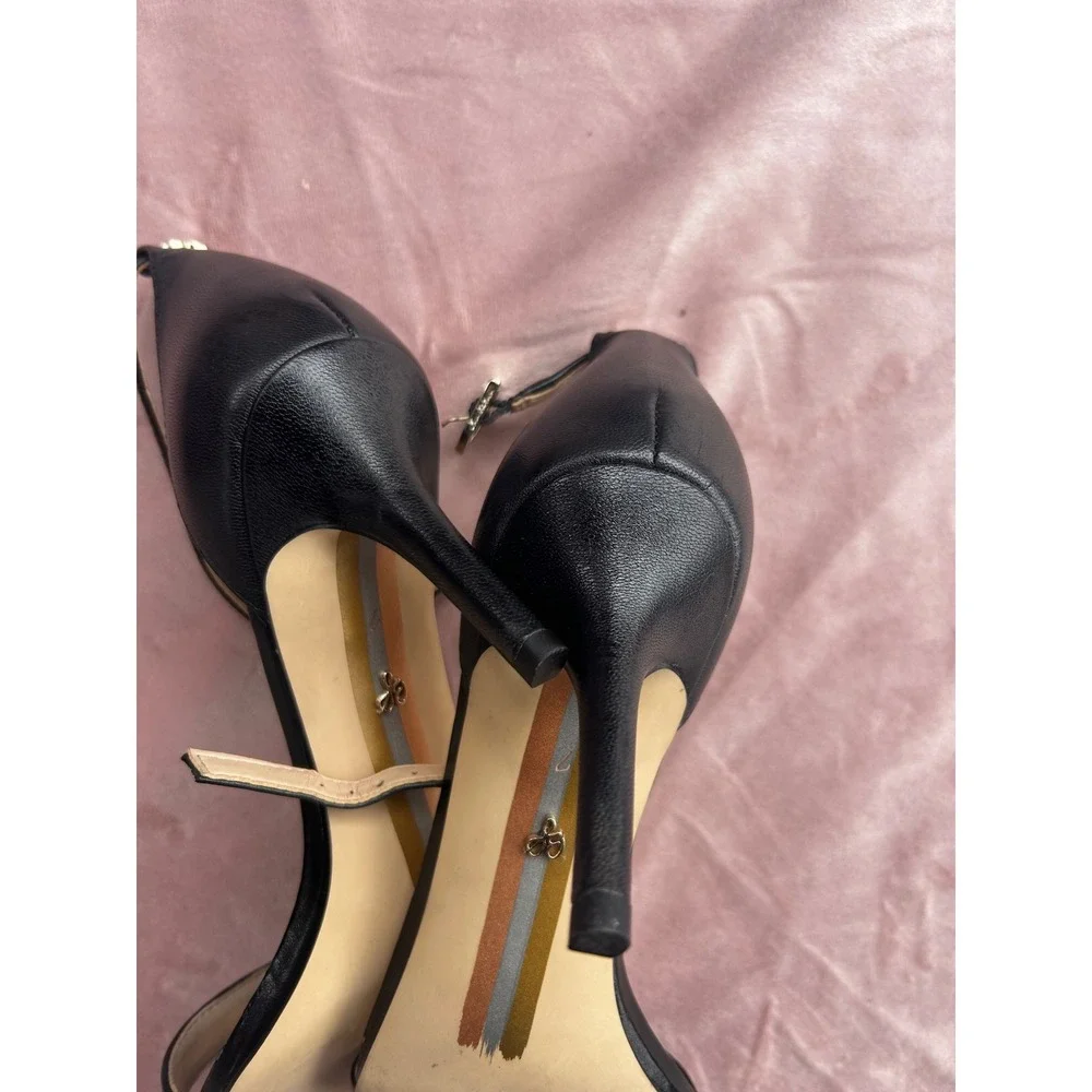Sam Edelman Patti Sandals Women's Size 7 Black Good Ankle Strap Stiletto